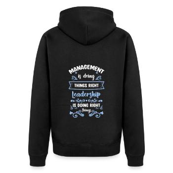 Boss Karriere Abteilungsleiter Kollege - Unisex Premium Bio Zip Hoodie - Schwarz - Hinten - Nico (187cm)