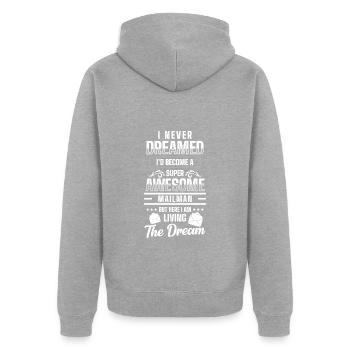 Postman parcel service work courier - Unisex Premium Organic Zip Hoodie - heather grey - Back - Nico (187cm)