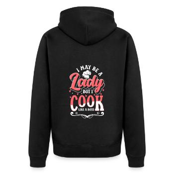 Koch Restaurant Beruf Gastronomie - Unisex Premium Bio Zip Hoodie - Schwarz - Hinten - Nico (187cm)