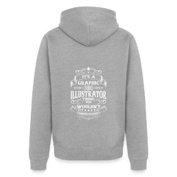 Designer Grafik Beruf Künstlerin - Unisex Premium Bio Zip Hoodie - Grau meliert - Hinten - Nico (187cm)