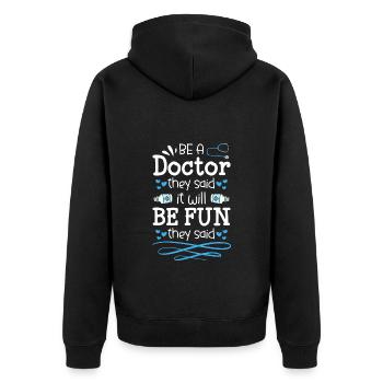 Doctor Medicine Student Pain - Unisex Premium Organic Zip Hoodie - black - Back - Nico (187cm)