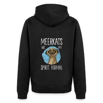 Erdmännchen Tier Fell Safari - Unisex Premium Bio Zip Hoodie - Schwarz - Hinten - Nico (187cm)