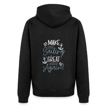 Sailboat Captain Ocean Cruise - Unisex Premium Organic Zip Hoodie - black - Back - Nico (187cm)