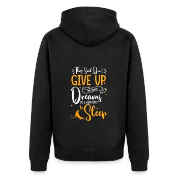 Sleep, late risers, relax, rest - Unisex Premium Organic Zip Hoodie - black - Back - Nico (187cm)