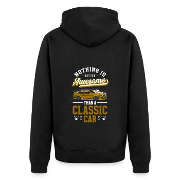 Oldtimer Vintage Car Classic - Unisex Premium Bio Zip Hoodie - Schwarz - Hinten - Nico (187cm)