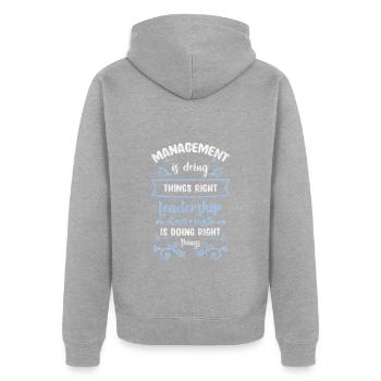 Employé de bureau - Veste à capuche bio Premium Unisexe - gris chiné - Dos - Nico (187cm)