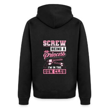 Shooting Club Ammunition Sport Shooter - Unisex Premium Organic Zip Hoodie - black - Back - Nico (187cm)