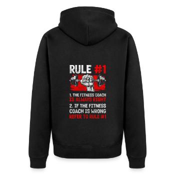 Trainer Gym Pumps Bench Press - Unisex Premium Organic Zip Hoodie - black - Back - Nico (187cm)
