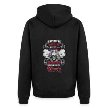Nichtraucher Rauchfrei Zigaretten Nicht Rauchen - Unisex Premium Bio Zip Hoodie - Schwarz - Hinten - Nico (187cm)