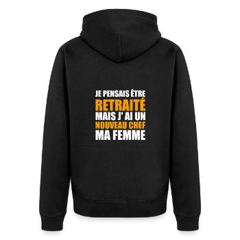 Retraite Humour Retraité Cadeau Homme Retraité - Veste à capuche bio Premium Unisexe - noir - Dos - Nico (187cm)