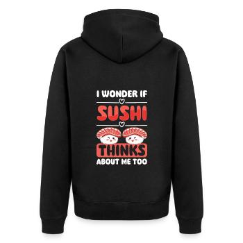 Japanisch Essen Lecker Küche - Unisex Premium Bio Zip Hoodie - Schwarz - Hinten - Nico (187cm)