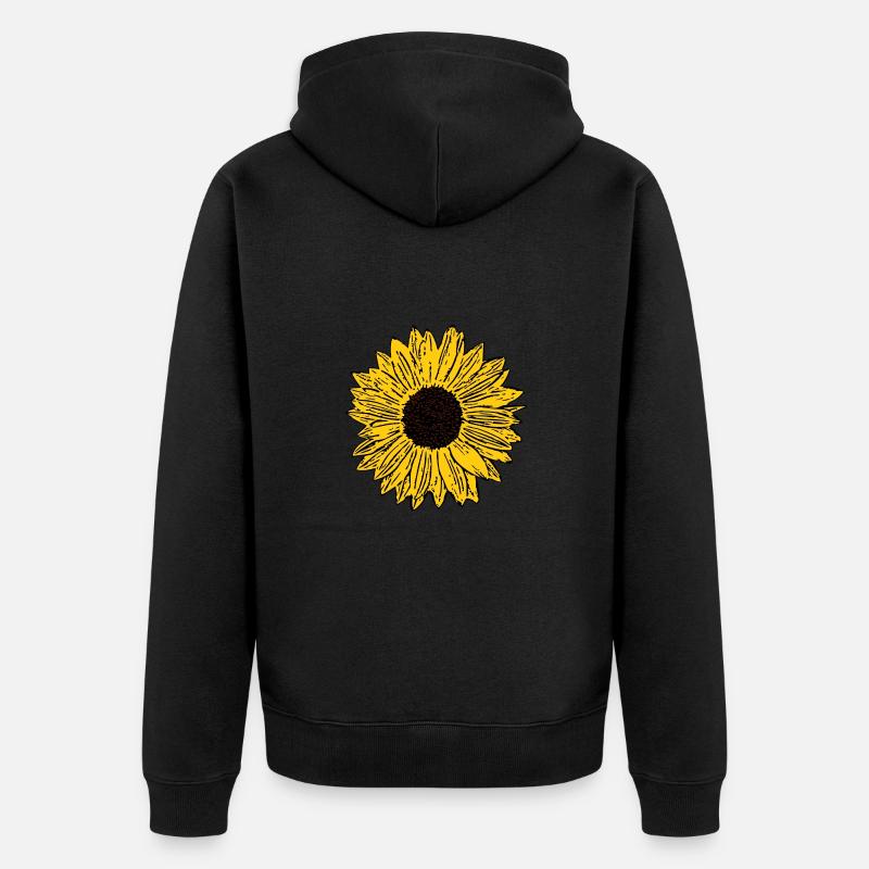 Fleur, jaune, jaune, fleur, tournesol - Veste à capuche bio Premium Unisexe - noir