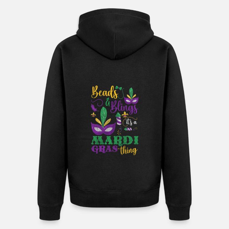 Karneval Feier Bunt Perlen - Unisex Premium Bio Zip Hoodie - Schwarz