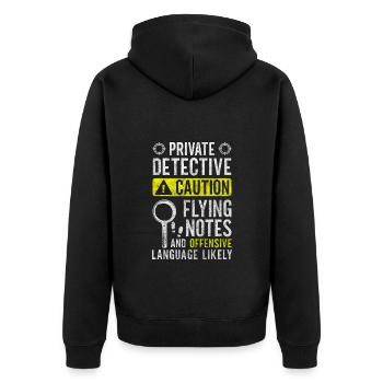 Detektiv Untersuchen Spürnase Hut - Unisex Premium Bio Zip Hoodie - Schwarz - Hinten - Nico (187cm)