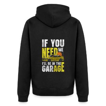 Auto Motor Klassiker - Unisex Premium Bio Zip Hoodie - Schwarz - Hinten - Nico (187cm)
