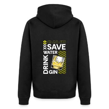 Gin Getränke Drink Longdrink - Unisex Premium Bio Zip Hoodie - Schwarz - Hinten - Nico (187cm)