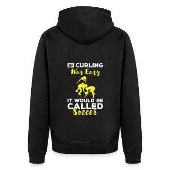 Curler Eis Curl Sportler - Unisex Premium Bio Zip Hoodie - Schwarz - Hinten - Nico (187cm)