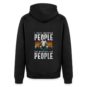 Grizzly Power Paws Hunting - Unisex Premium Organic Zip Hoodie - black - Back - Nico (187cm)