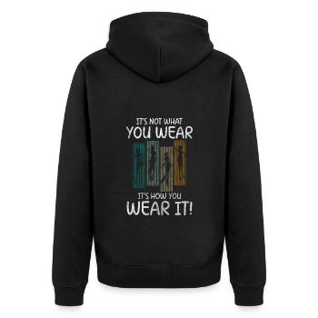 Modeliebhaber Style Neu Modisch - Unisex Premium Bio Zip Hoodie - Schwarz - Hinten - Nico (187cm)