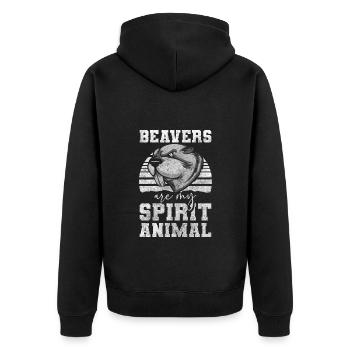 Beaver Dam Animal Welfare River - Unisex Premium Organic Zip Hoodie - black - Back - Nico (187cm)