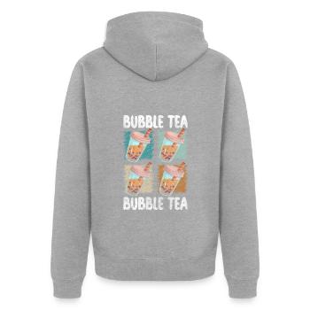 Bubble Tea Taïwan Sirop Rafraîchissement - Veste à capuche bio Premium Unisexe - gris chiné - Dos - Nico (187cm)
