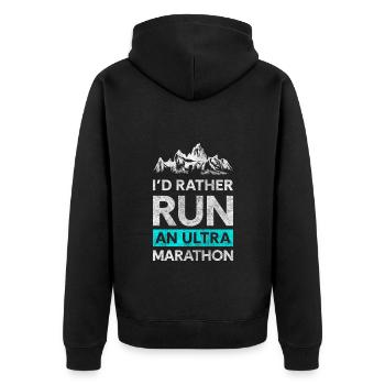 Marathon Running Shoes Workout No Excuses - Unisex Premium Organic Zip Hoodie - black - Back - Nico (187cm)
