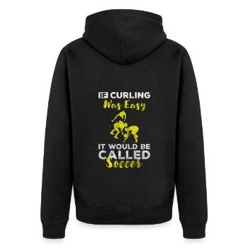Curling Wipes - Unisex Premium Organic Zip Hoodie - black - Back - Nico (187cm)