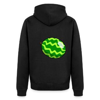 Melone - Unisex Premium Bio Zip Hoodie - Schwarz - Hinten - Nico (187cm)