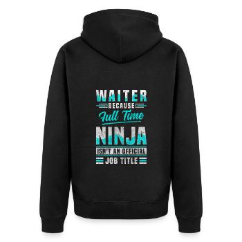 Kellnerin Fachkraft Trinkgeld Bedienung - Unisex Premium Bio Zip Hoodie - Schwarz - Hinten - Nico (187cm)