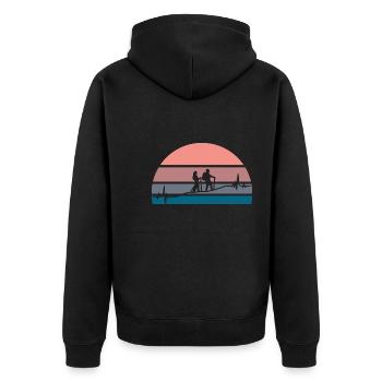 Coucher de soleil sur le battement de cœur de la randonnée - Veste à capuche bio Premium Unisexe - noir - Dos - Nico (187cm)