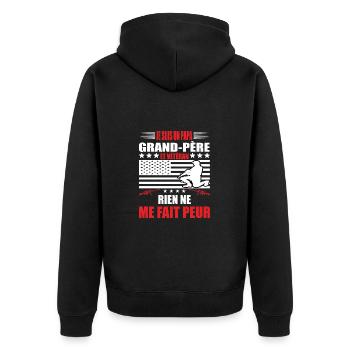 je suis un papa grand-père vétéran t-shirt - Veste à capuche bio Premium Unisexe - noir - Dos - Nico (187cm)