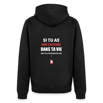 Si tu as une guitare dans ta vie t-shirt metal - Veste à capuche bio Premium Unisexe - noir - Dos - Nico (187cm)