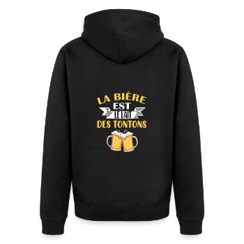 Tonton bière oncle humour idée cadeau apéro - Veste à capuche bio Premium Unisexe - noir - Dos - Nico (187cm)