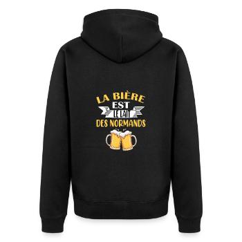 Maillot normand normandie bière humoristique apéro - Veste à capuche bio Premium Unisexe - noir - Dos - Nico (187cm)