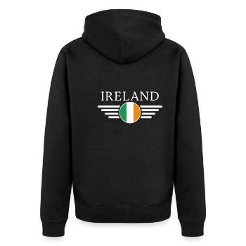 T-shirt Irlande : Charme, Nature, Culture - Veste à capuche bio Premium Unisexe - noir - Dos - Nico (187cm)