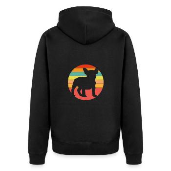 Frenchie Französische Bulldogge im Farbkreis - Unisex Premium Bio Zip Hoodie - Schwarz - Hinten - Nico (187cm)
