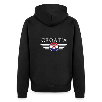 I love Croatia - Unisex Premium Organic Zip Hoodie - black - Back - Nico (187cm)