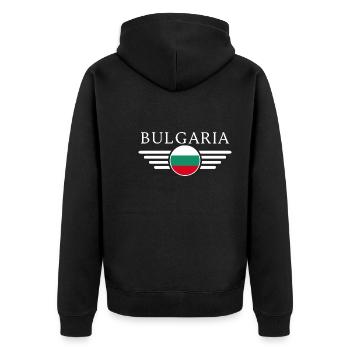 T-shirt Bulgarie : du charme dans chaque maille - Veste à capuche bio Premium Unisexe - noir - Dos - Nico (187cm)