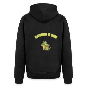 Crocodile Aligator Family Father & Son - Unisex Premium Bio Zip Hoodie - Schwarz - Hinten - Nico (187cm)