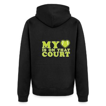 My Heart Is On That Court Tennis Mom - Unisex Premium Organic Zip Hoodie - black - Back - Nico (187cm)
