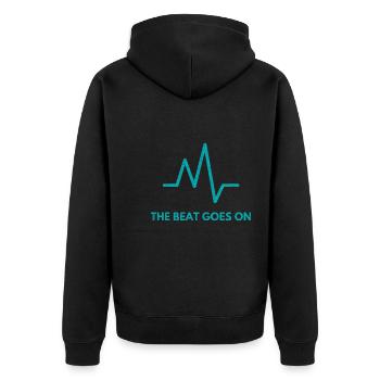 The Beat Goes On Frequency Grunge - Unisex Premium Bio Zip Hoodie - Schwarz - Hinten - Nico (187cm)