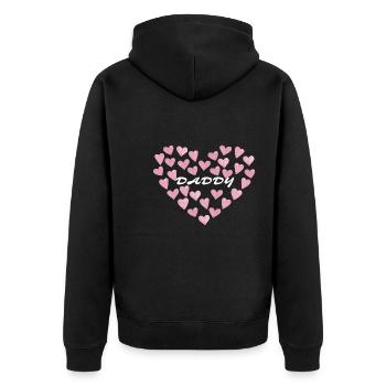 Daddy Love - Pink Hearts | Ideal for Father's Day - Unisex Premium Organic Zip Hoodie - black - Back - Nico (187cm)