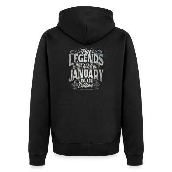 True Legends Are Born In January - Unisex Premium Bio Zip Hoodie - Schwarz - Hinten - Nico (187cm)