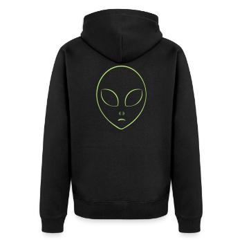 Alien tête symbole abstrait minimaliste - Veste à capuche bio Premium Unisexe - noir - Dos - Nico (187cm)