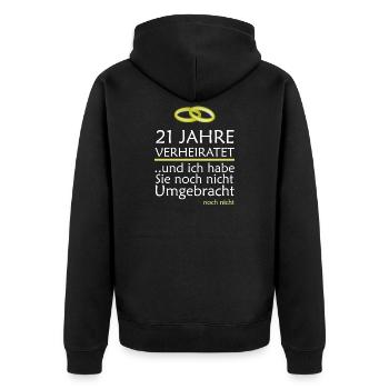 21 Jahre Verheiratet Opalhochzeit Geschenk - Unisex Premium Bio Zip Hoodie - Schwarz - Hinten - Nico (187cm)