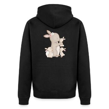 lapins mignons avec des fleurs - Veste à capuche bio Premium Unisexe - noir - Dos - Nico (187cm)