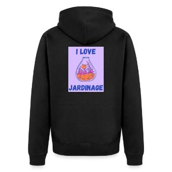 I LOVE,JARDINAGE,PRINTEMPS,HUMOUR,RETRAITE - Veste à capuche bio Premium Unisexe - noir - Dos - Nico (187cm)