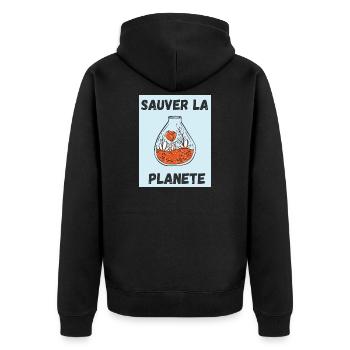 PLANETE. JOUR DE LA TERRE. ECOLOGIE. PLANET. VEGAN - Veste à capuche bio Premium Unisexe - noir - Dos - Nico (187cm)