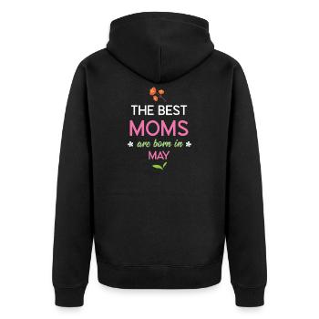 Die besten Mütter werden im Mai geboren - Unisex Premium Bio Zip Hoodie - Schwarz - Hinten - Nico (187cm)