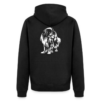 Japan Chin "Black Edition" - Unisex Premium Bio Zip Hoodie - Schwarz - Hinten - Nico (187cm)